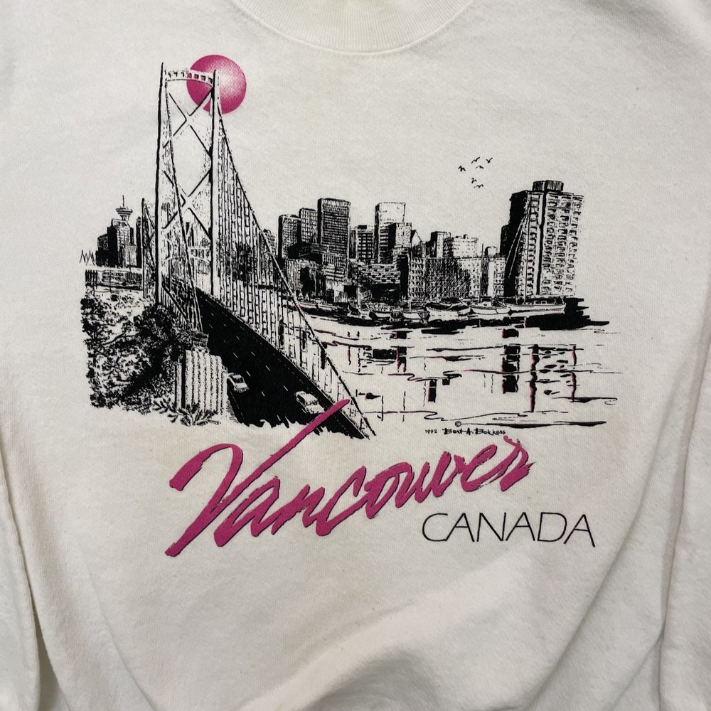 vintage Vancouver Canada sweatshirt mens large White 1990s - Picture 2 of 9